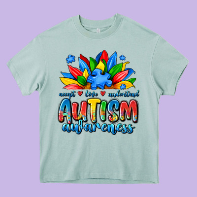 Autism Awareness Accept Love Understand Heavy Core Tee Designed By Jahusdesignshop