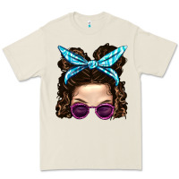 Bone Messy Bun Mom And Pink Leopard Sunglasses Premium Tee - BundleAndBundleShop