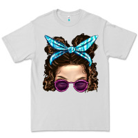 Dove Grey Messy Bun Mom And Pink Leopard Sunglasses Premium Tee - BundleAndBundleShop
