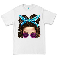 White Messy Bun Mom And Pink Leopard Sunglasses Premium Tee - BundleAndBundleShop