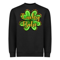 Black St. Patrick's Lucky babe Heavyweight Sweatshirt - OliviaCreatesArt