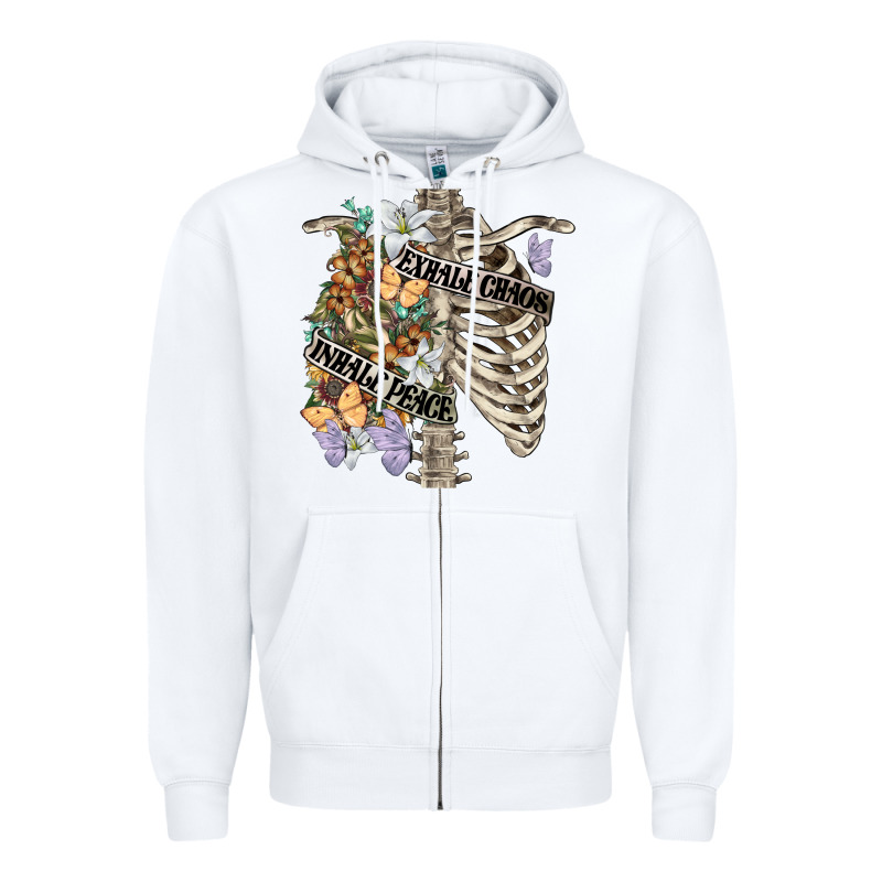Inhale Peace Exhale Chaos Chest Zipper Hoodie by FaDigitalArtStudio | Teevron