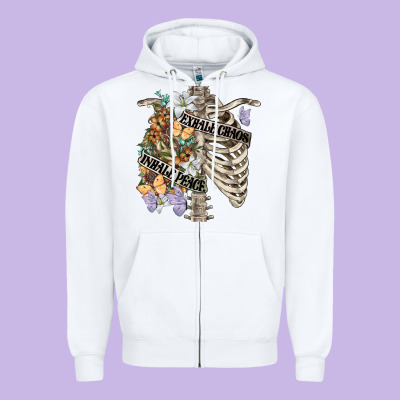 Inhale Peace Exhale Chaos Chest Zipper Hoodie Designed By Fadigitalartstudio