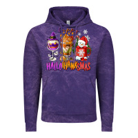 Cloud Purple Happy Hallothanksmas wine glass and coffee Vintage Hoodie - NancyCooperArtShop