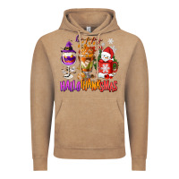 Vintage Coffee Happy Hallothanksmas wine glass and coffee Vintage Hoodie - NancyCooperArtShop