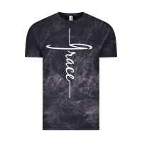 Cloud Black grace   christian faith cross script baptism gift Vintage Tee - DesigneFamous