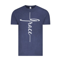 Vintage Denim grace   christian faith cross script baptism gift Vintage Tee - DesigneFamous