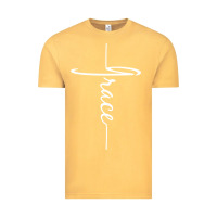 Vintage Mustard grace   christian faith cross script baptism gift Vintage Tee - DesigneFamous