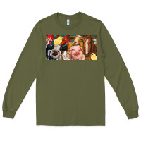 Army Green Farm animals with aztec Long Sleeve Tee - RanaPortraitStore