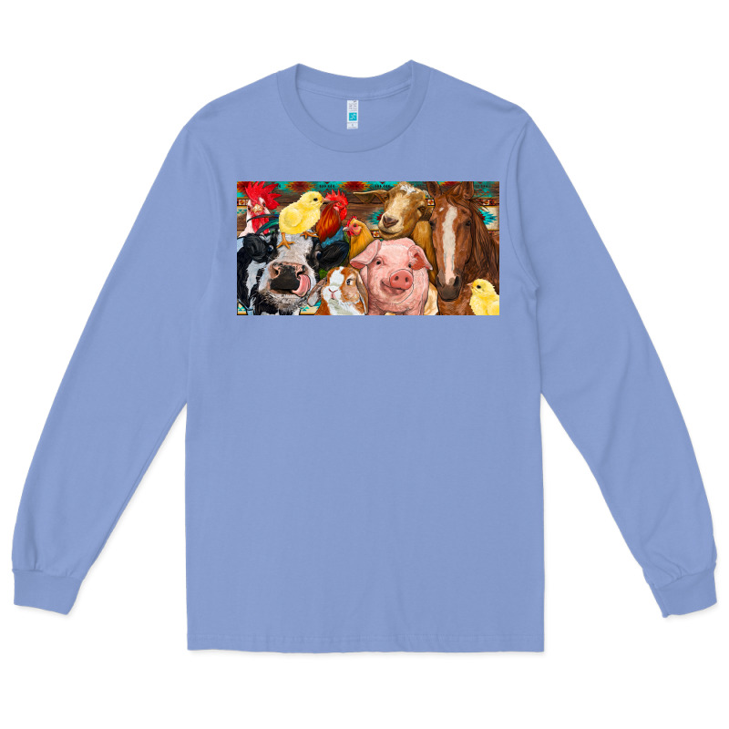 Farm Animals With Aztec Long Sleeve Tee by RanaPortraitStore | Teevron