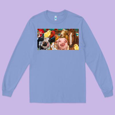 Farm Animals With Aztec Long Sleeve Tee Designed By Ranaportraitstore