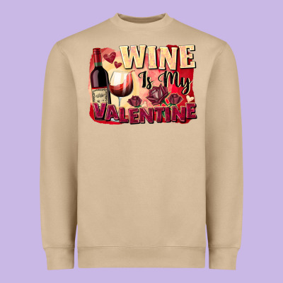 Wine Is My Valentine's Day Heavyweight Sweatshirt Designed By Fadigitalartstudio