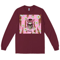 Burgundy skull mom pink glitter with daisy Long Sleeve Tee - TumblerDesignByShophia