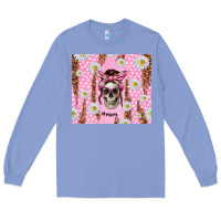 Colony Blue skull mom pink glitter with daisy Long Sleeve Tee - TumblerDesignByShophia