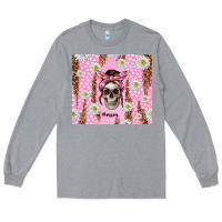 Heather Grey skull mom pink glitter with daisy Long Sleeve Tee - TumblerDesignByShophia