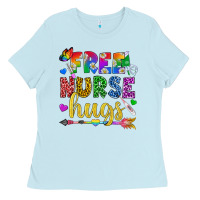 Baby Blue Free Nurse Hugs Pride LGBTQ+ Ladies Tee - BundleAndBundleShop