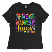 Black Free Nurse Hugs Pride LGBTQ+ Ladies Tee - BundleAndBundleShop