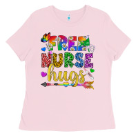 Bubblegum Pink Free Nurse Hugs Pride LGBTQ+ Ladies Tee - BundleAndBundleShop