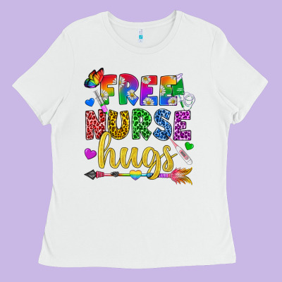Free Nurse Hugs Pride Lgbtq+ Ladies Tee Designed By Bundleandbundleshop