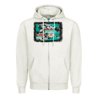 Oatmeal Heather western serape cowhide turquoise glitter Zipper Hoodie - FaDigitalArtStudio