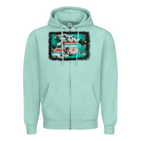 Seafoam western serape cowhide turquoise glitter Zipper Hoodie - FaDigitalArtStudio
