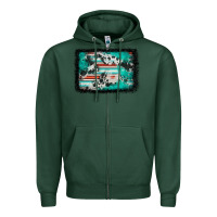 Sports Green western serape cowhide turquoise glitter Zipper Hoodie - FaDigitalArtStudio
