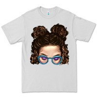 Messy Bun Mom And Glitter Glasses Premium Tee | Teevron
