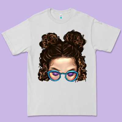 Messy Bun Mom And Glitter Glasses Premium Tee Designed By Bundleandbundleshop