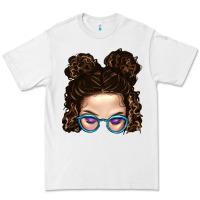 White Messy Bun Mom And Glitter Glasses Premium Tee - BundleAndBundleShop