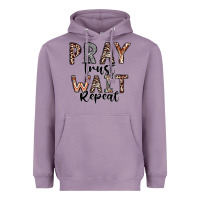 Lavender Pray Trust Wait Repeat Heavyweight Hoodie - CowhideDigitalArt