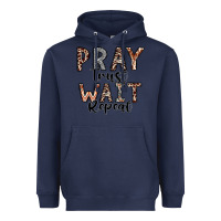 Navy Pray Trust Wait Repeat Heavyweight Hoodie - CowhideDigitalArt