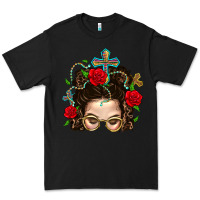 Black Messy Bun Mom Faith And Rose Premium Tee - BundleAndBundleShop