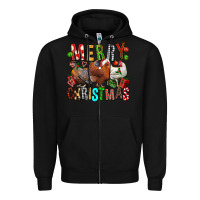 Black Merry christmas chickens Zipper Hoodie - FaDigitalArtStudio