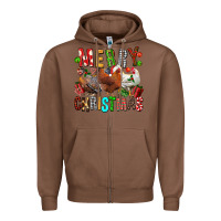 Chestnut Merry christmas chickens Zipper Hoodie - FaDigitalArtStudio