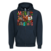 Navy Merry christmas chickens Zipper Hoodie - FaDigitalArtStudio