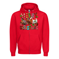 Red Merry christmas chickens Zipper Hoodie - FaDigitalArtStudio