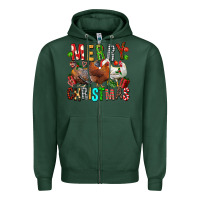 Sports Green Merry christmas chickens Zipper Hoodie - FaDigitalArtStudio