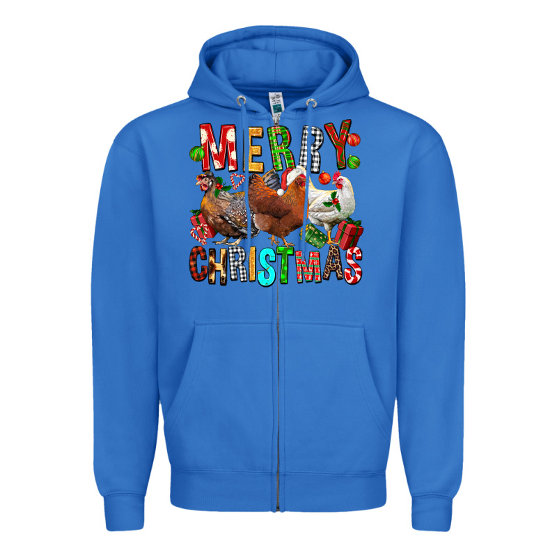 Merry Christmas Chickens Zipper Hoodie by FaDigitalArtStudio | Teevron