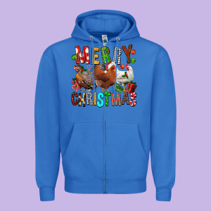 Merry Christmas Chickens Zipper Hoodie Designed By Fadigitalartstudio
