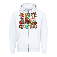 White Merry christmas chickens Zipper Hoodie - FaDigitalArtStudio