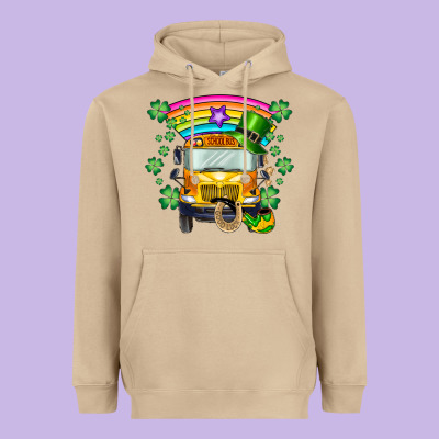 St. Patricks Day School Bus Heavyweight Hoodie Designed By Sublimationcraftshop