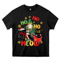 Black ho ho ho meow Heavy Core Tee - MaliasSmallBusiness