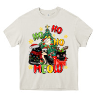 Cream ho ho ho meow Heavy Core Tee - MaliasSmallBusiness