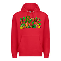 Red Western Luck With Gnome And Beer Premium Hoodie - BundleAndBundleShop