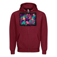 Burgundy halloween trees and turquoise glitter background Zipper Hoodie - BundleAndBundleShop