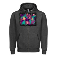 Charcoal Heather halloween trees and turquoise glitter background Zipper Hoodie - BundleAndBundleShop