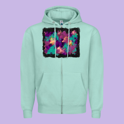 Halloween Trees And Turquoise Glitter Background Zipper Hoodie Designed By Bundleandbundleshop