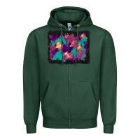 Sports Green halloween trees and turquoise glitter background Zipper Hoodie - BundleAndBundleShop