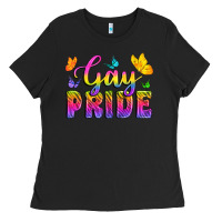 Black Gay Pride With Butterfly Ladies Tee - BundleAndBundleShop
