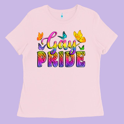 Gay Pride With Butterfly Ladies Tee Designed By Bundleandbundleshop